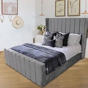 Wing Panel Sleigh Solid Wood Bed Frame