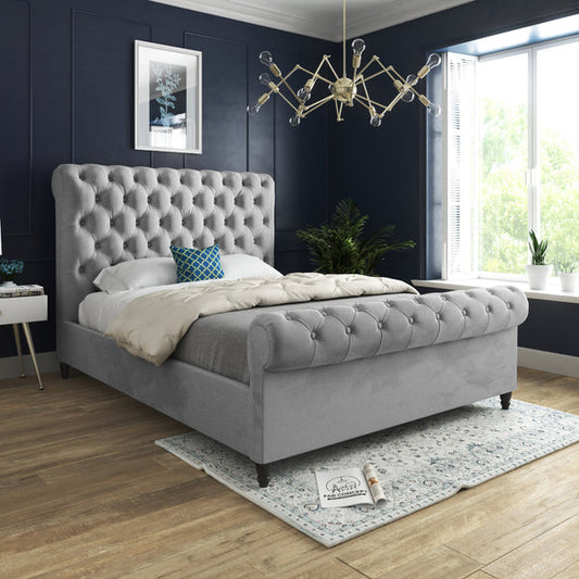 Sparkling Scroll Grey Double Bed Frame