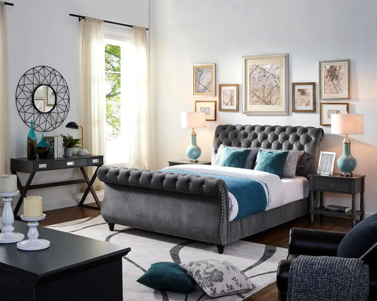 Colorado Scroll Bed Frame - With Wooden Legs