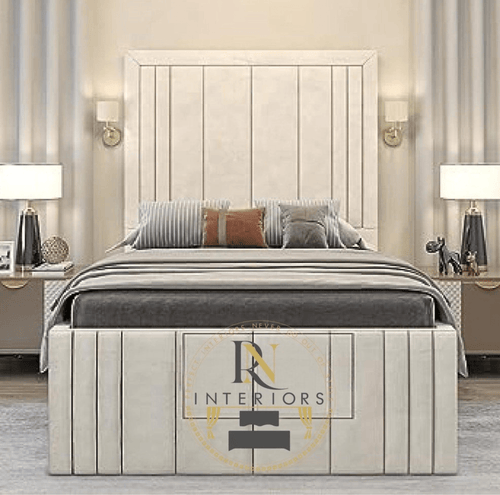 Upholstered Tall Fabric Headboard Bed Frame