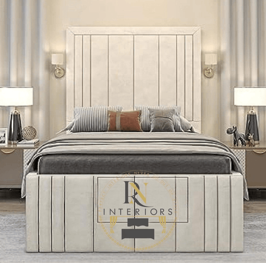 Upholstered Tall Fabric Headboard Bed Frame