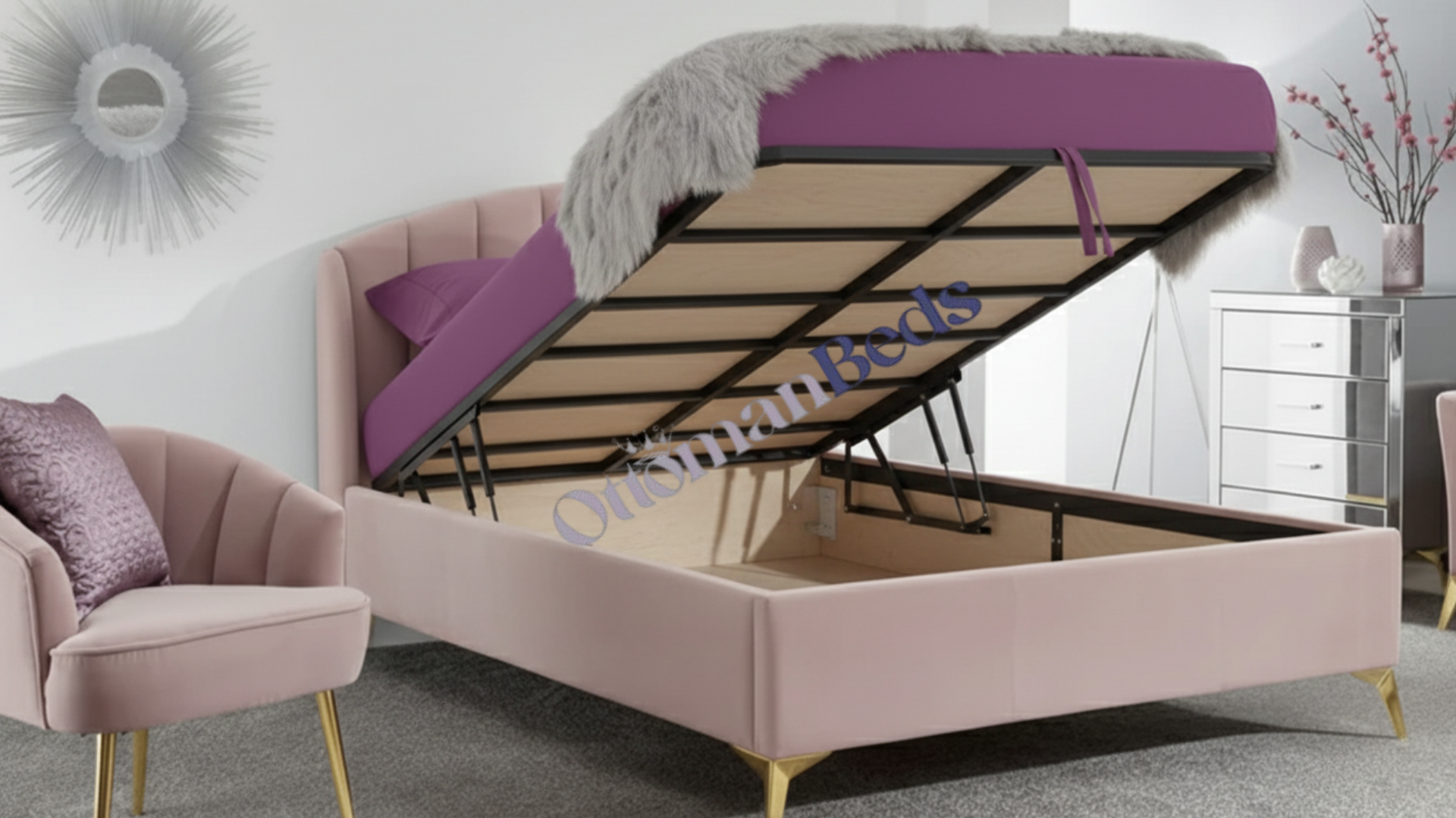 GFW Pettine 135cm End Lift Ottoman Bed