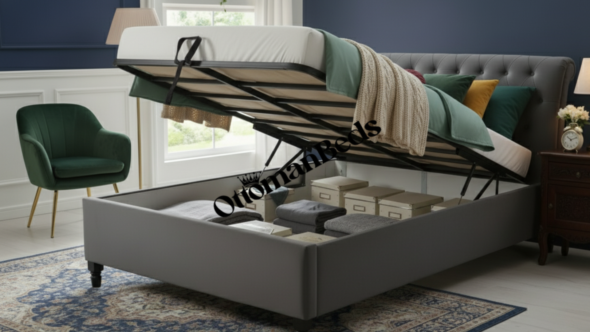 Richmond Elegance Fabric Ottoman Bed