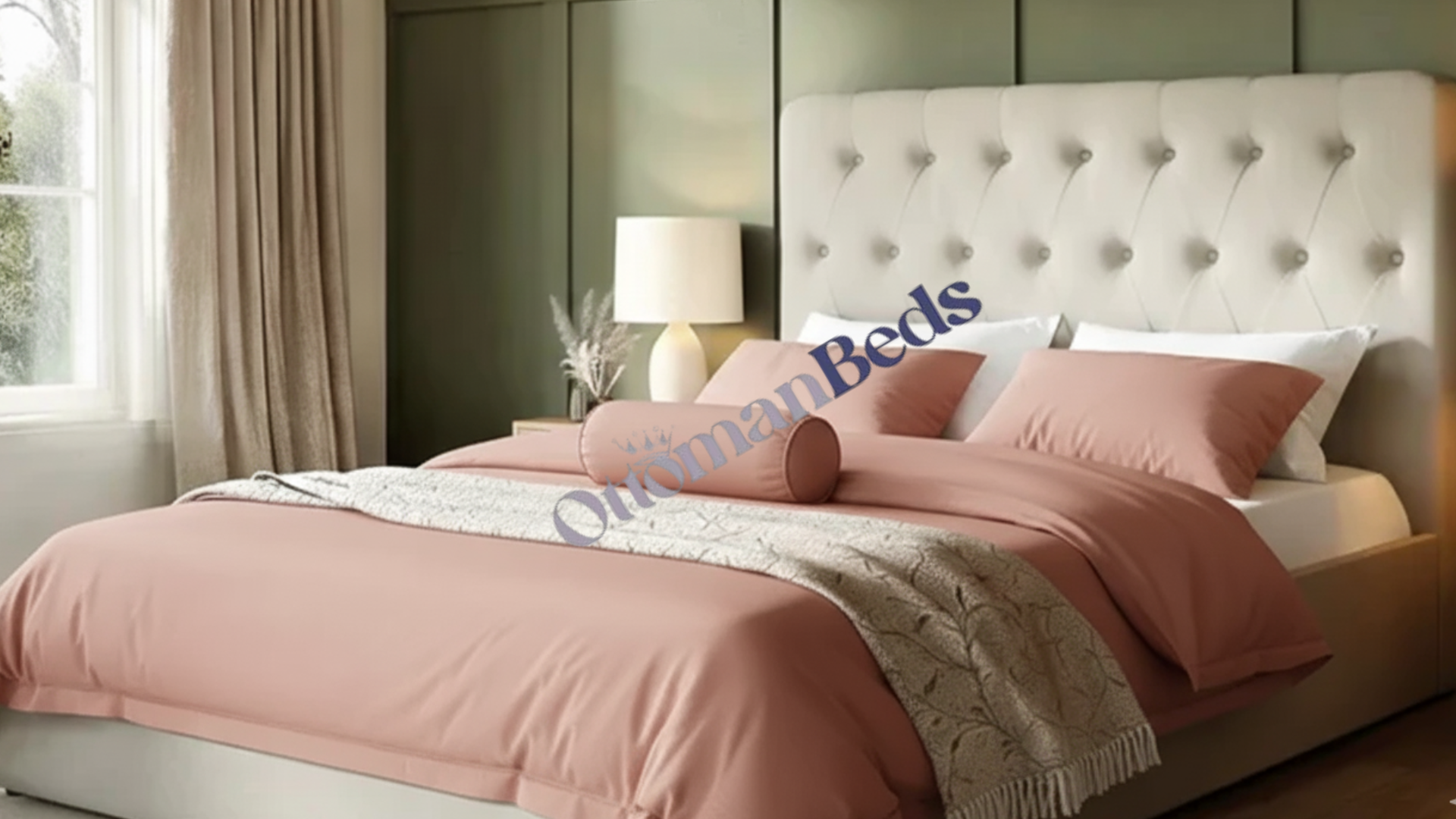 Marley Luxe Buttoned Ottoman Bed