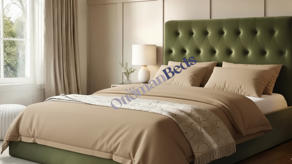 Flair Marley Buttoned Headboard Ottoman Bed