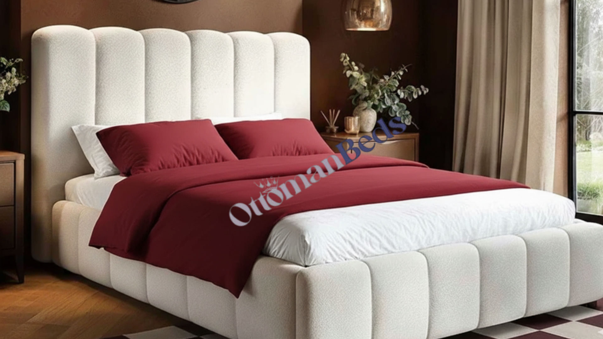 Solace+Co Emilie Luxe Ribbed Ottoman Bed