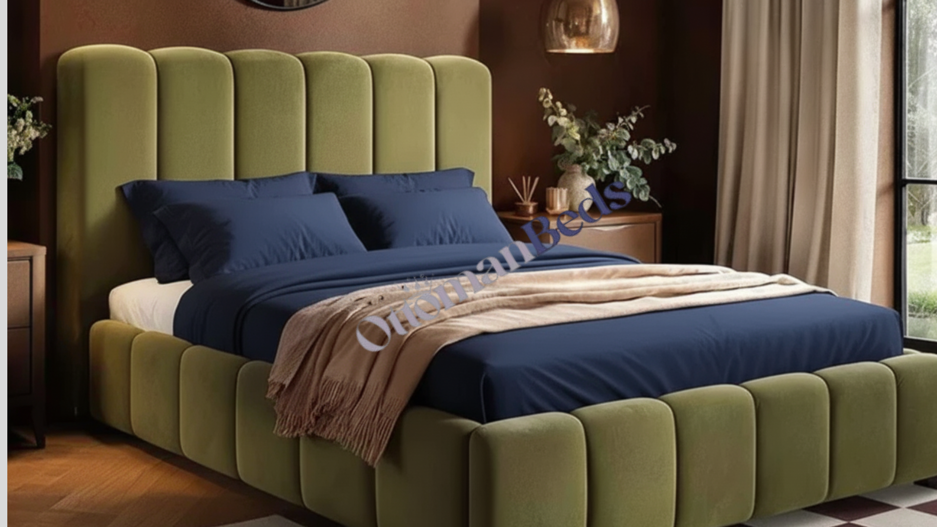 Solace+Co Emilie Luxe Ribbed Ottoman Bed