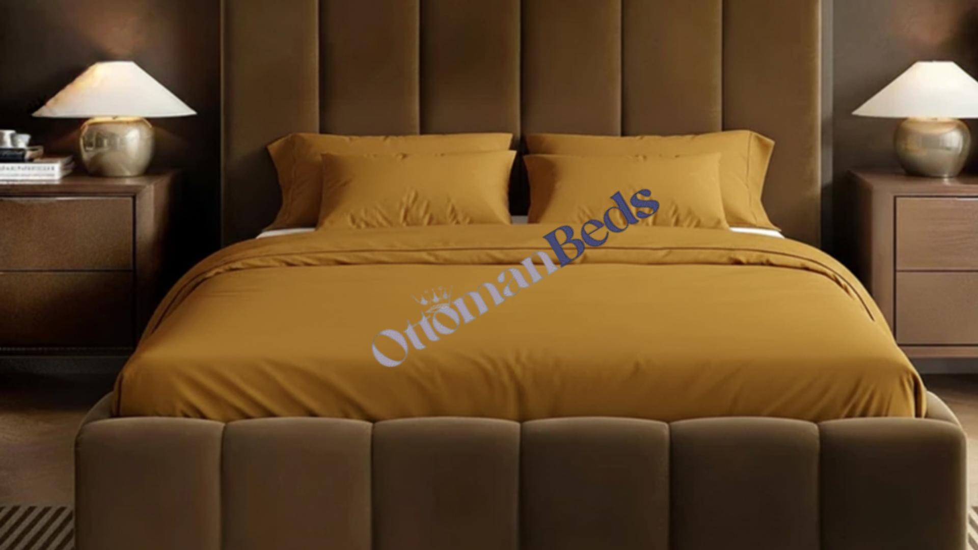 Solace+Co Emilie Luxe Ribbed Ottoman Bed