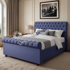 London Haven Sleigh Bed with Optional Ottoman Storage