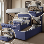London Haven Sleigh Bed with Optional Ottoman Storage