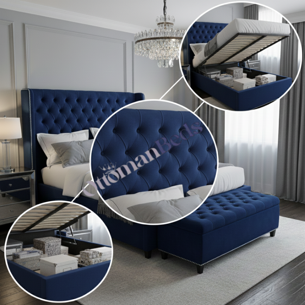 Marina Wingback Storage Bed