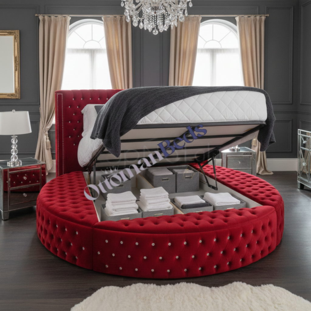 Elvian Round Bed With Side Storage