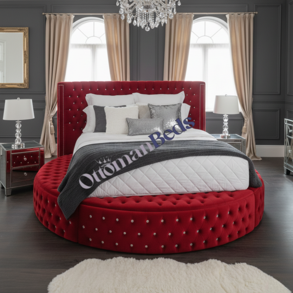 Elvian Round Bed With Side Storage