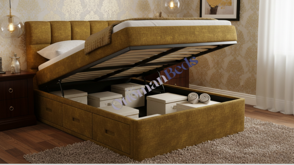 Mission Waxed Pine Wooden Storage Bed