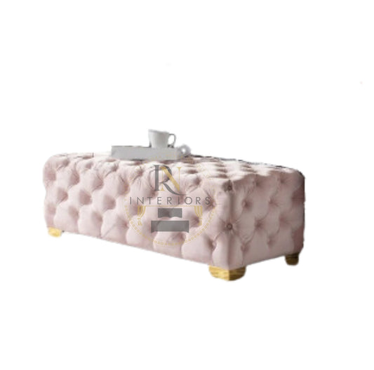 Long Stools for Stylish Comfort - Modern Bed End Stool Bed For Modern Living With Plush Velvet Chesterfield Design