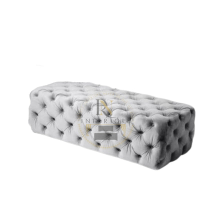 Chesterfield Velvet Modern Footstool Upholstered Tufted Ottoman Bench