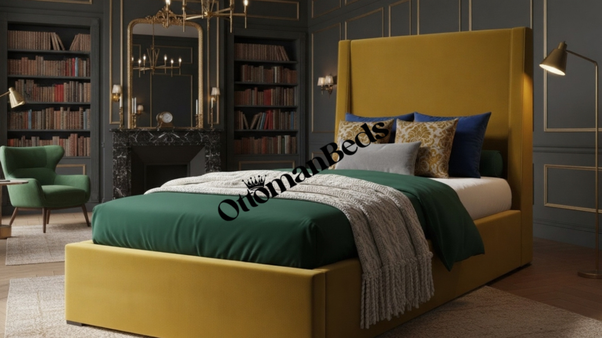 Blaine Wingback Ottoman Bed