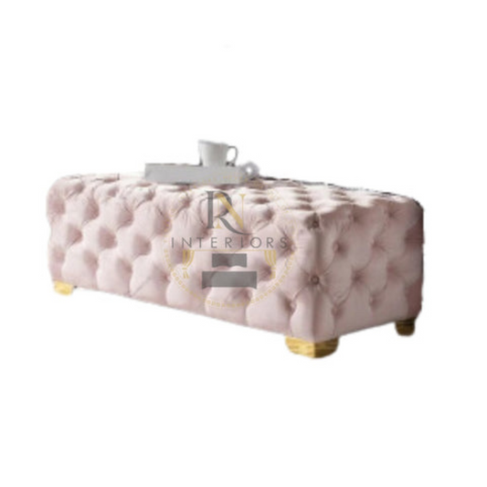 Long Stools for Stylish Comfort - Modern Bed End Stool Bed For Modern Living With Plush Velvet Chesterfield Design