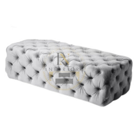 Chesterfield Velvet Modern Footstool Upholstered Tufted Ottoman Bench