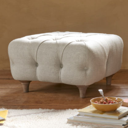 Treacle Footstool with Wooden Legs - Plush Velvet Upholstered Footstool