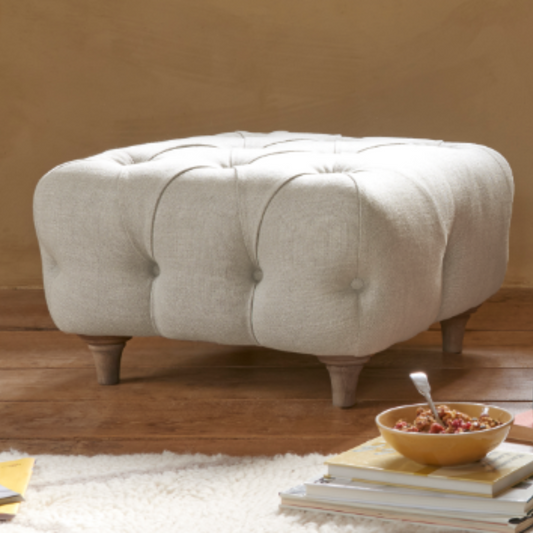 Treacle Footstool with Wooden Legs - Plush Velvet Upholstered Footstool