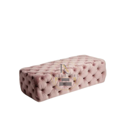 Chesterfield Velvet Modern Footstool Upholstered Tufted Ottoman Bench