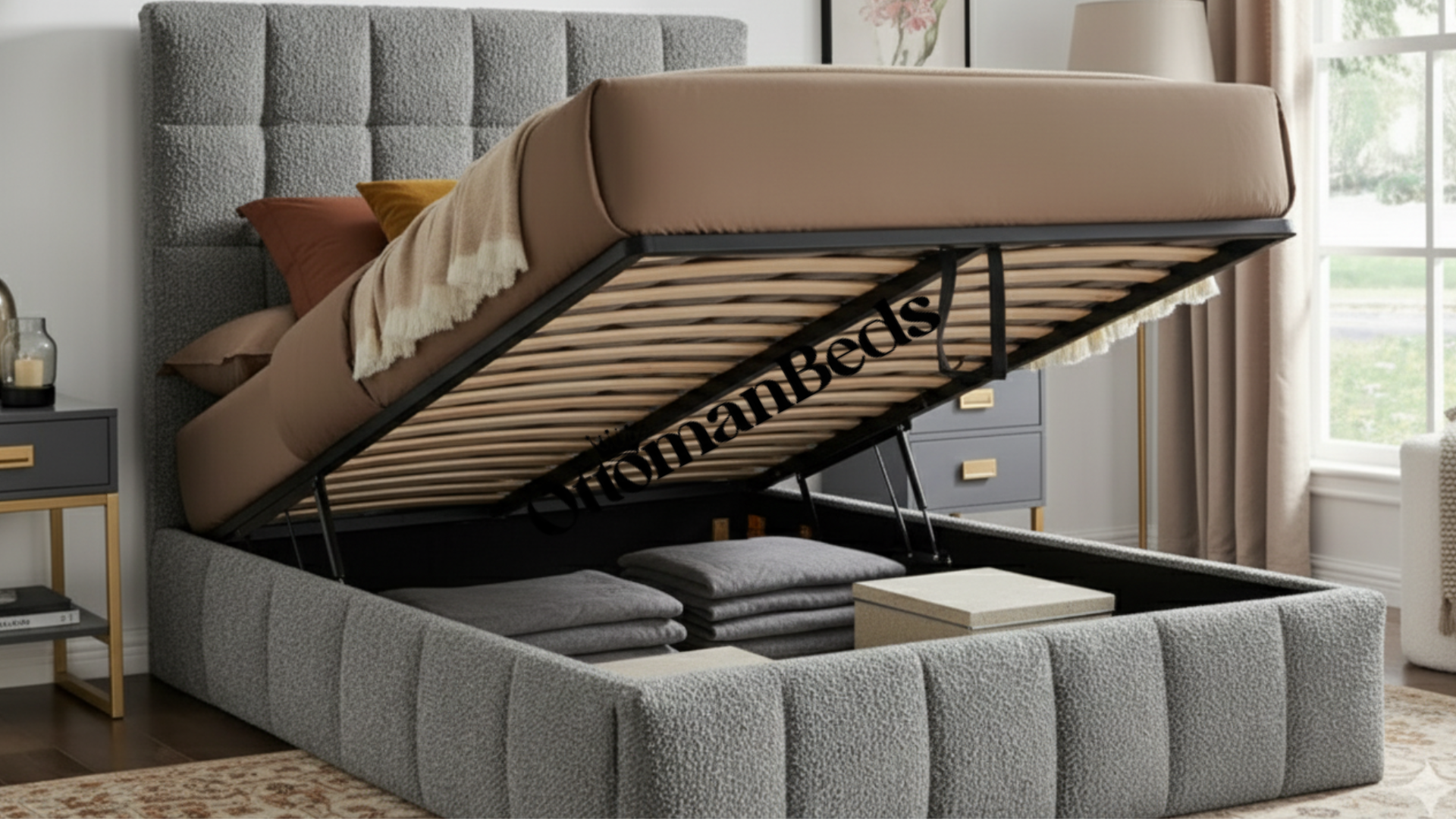 Limelight Starla Boucle Fabric Ottoman Bed Frame