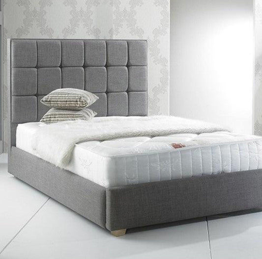 Grey Linen Look Bed Frame Upholstered Sleigh Bed Frame