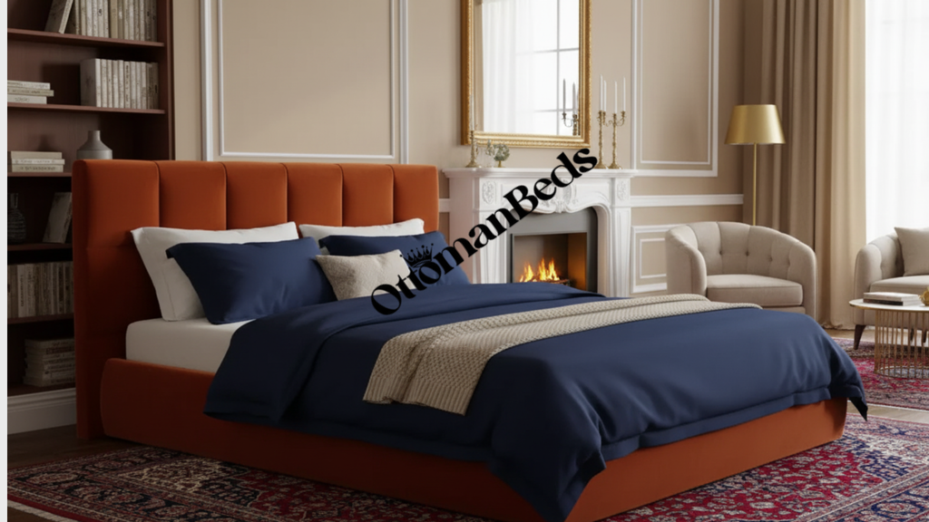 Mika Ottoman Bed Burnt Orange Velvet
