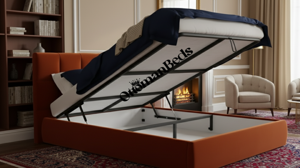 Mika Ottoman Bed Burnt Orange Velvet