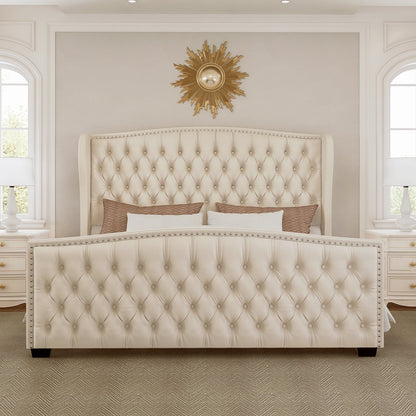 Wingback Upholstered Bed Frame