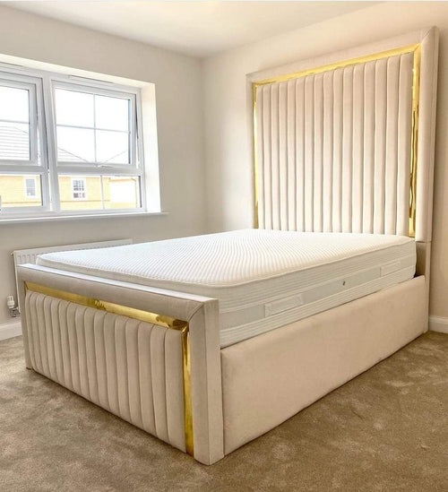 King size bed on sale frame tall headboard