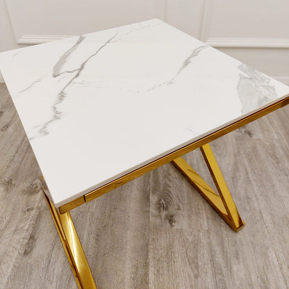 Zion Gold Lamp Table with Polar White Sintered Top – view 5