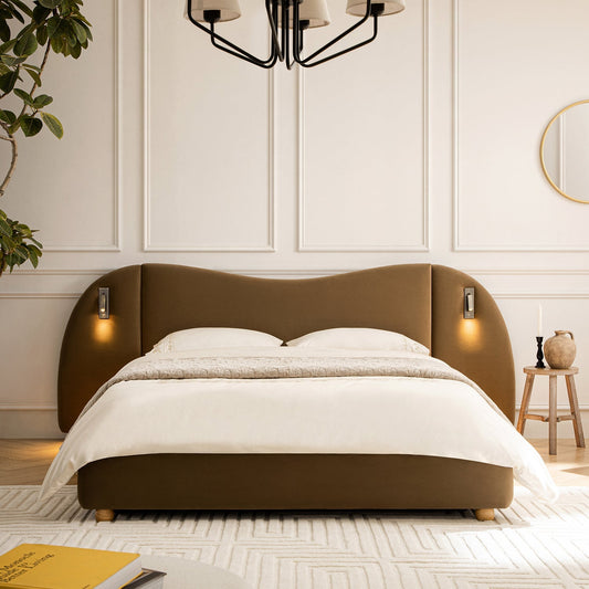 Egerie Extended Headboard Ottoman Bed with Storage, Hazel Velvet