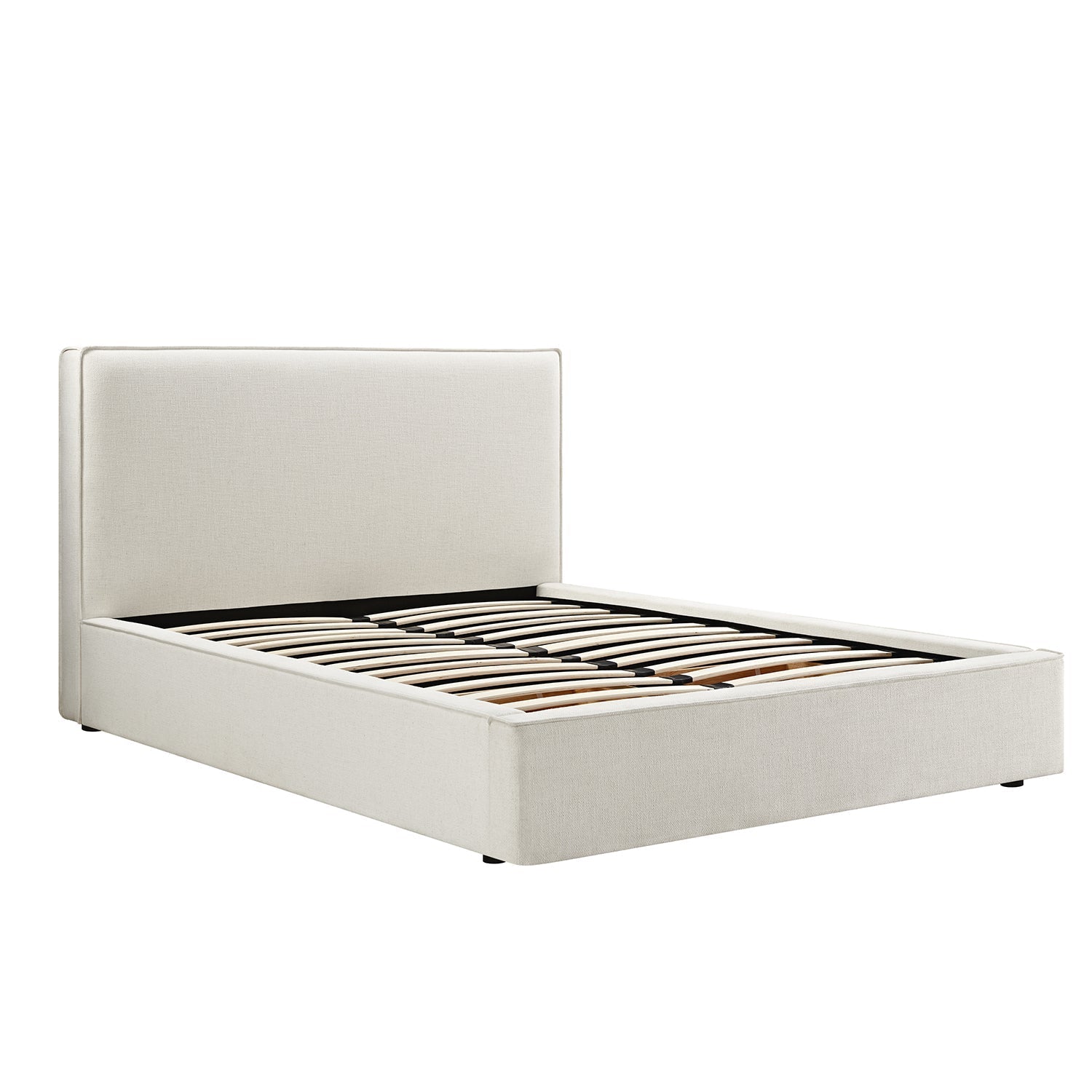 Forte Drawer Bed with Storage, Beige Linen Blend
