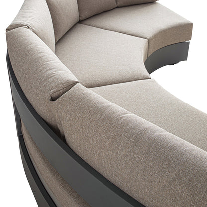 Jardin Aluminium Outdoor Modular Grande 4-Piece Curved Sofa Set, Granite
