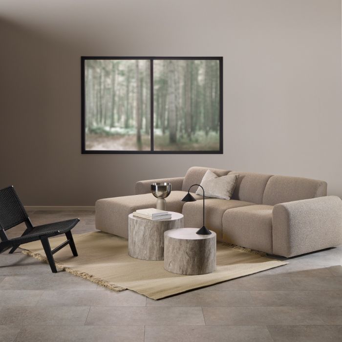 Bailey 2-Seater Chaise Longue Sofa in Beige Bouclé