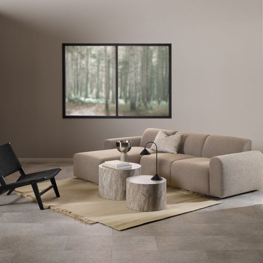 Bailey 2-Seater Chaise Longue Sofa in Beige Bouclé