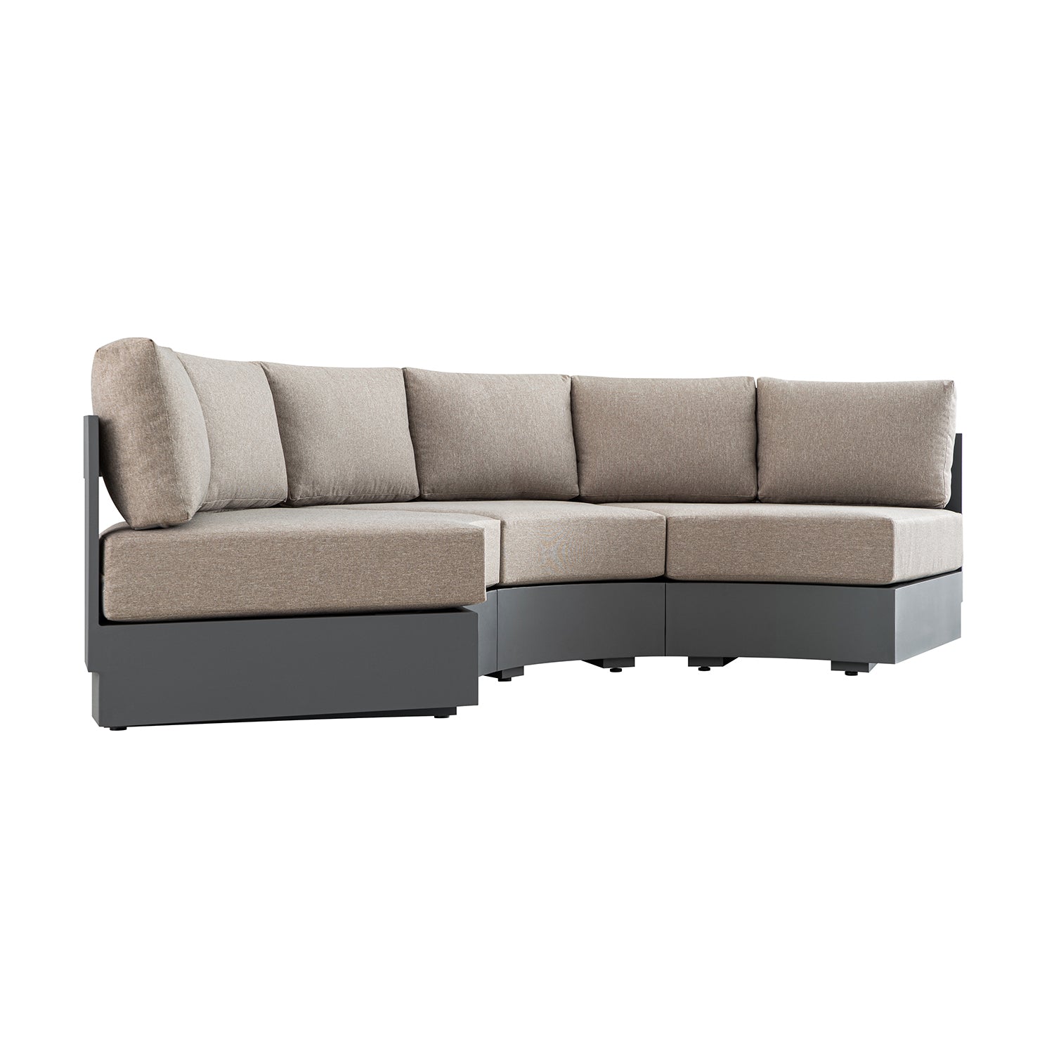 Jardin Aluminium Outdoor Modular Large 3-Piece Curved Sofa Set, Granite