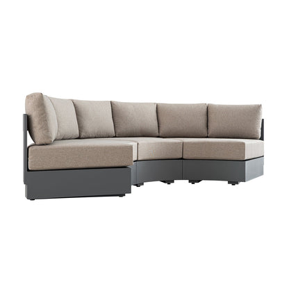 Jardin Aluminium Outdoor Modular Large 3-Piece Curved Sofa Set, Granite