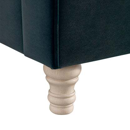 Porchester Ottoman Bed with Storage, Sleigh, Aegean Blue Velvet
