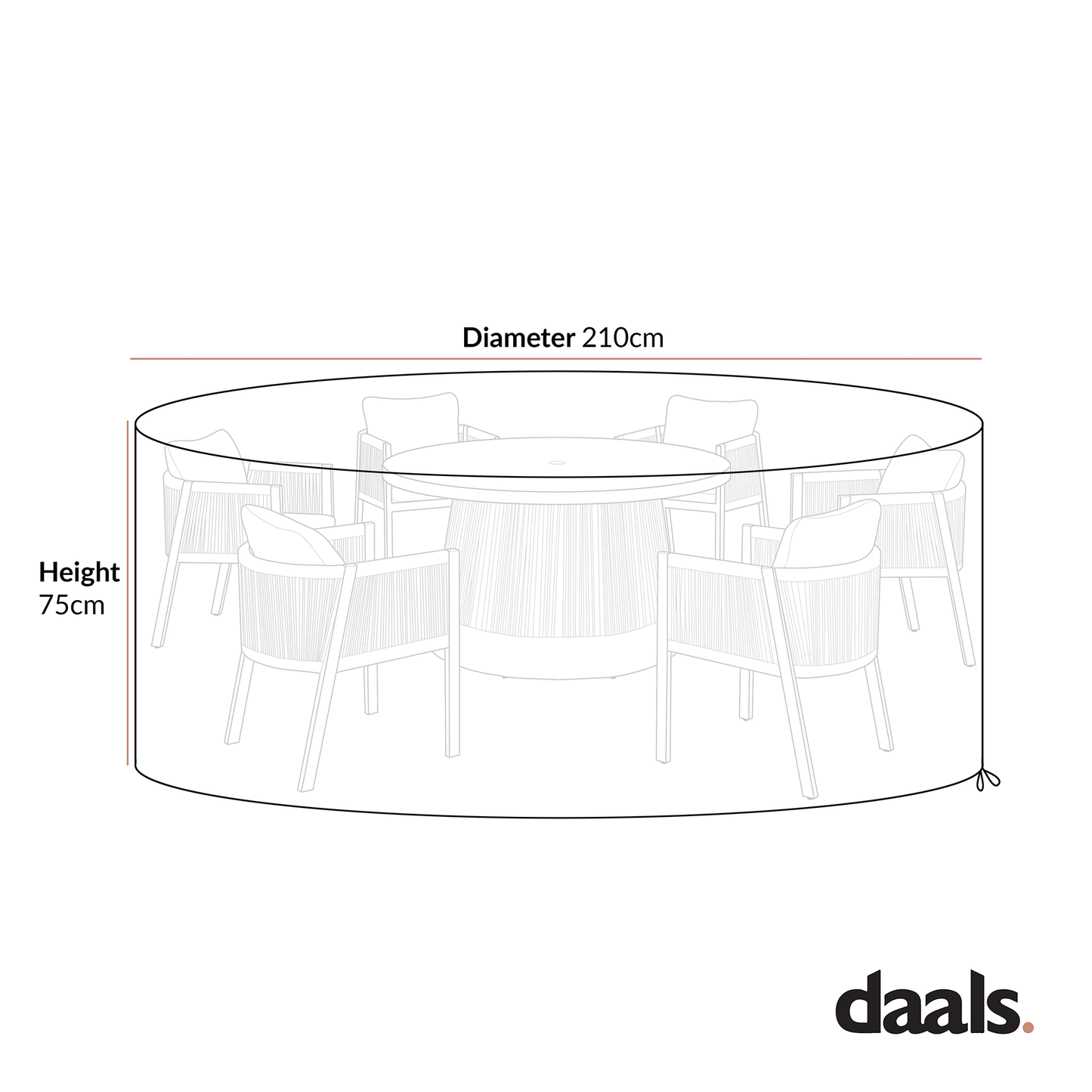 Garden Furniture Cover for Pedra Rope and Aluminium Outdoor 6-Seater Round Dining Set