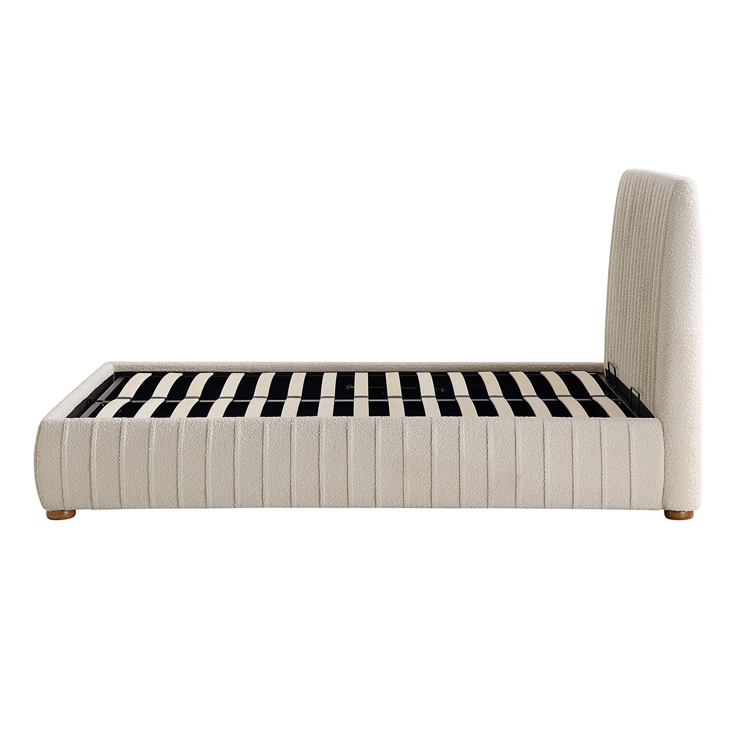 Helia Pleated Ottoman Bed with Storage, Beige Boucle