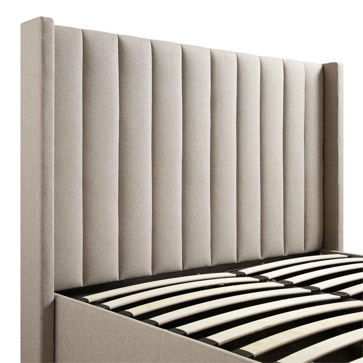 Wilton Warm Stone Fabric TV Bed with Ottoman Storage