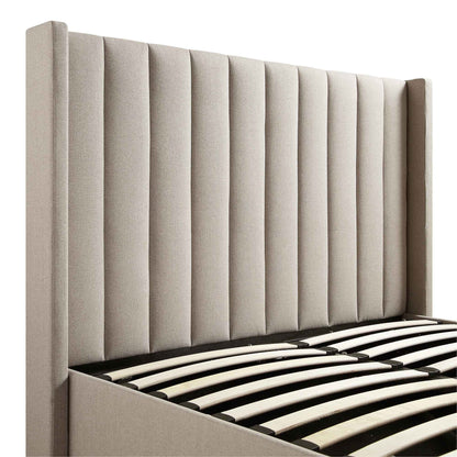 Wilton Warm Stone Fabric TV Bed with Ottoman Storage