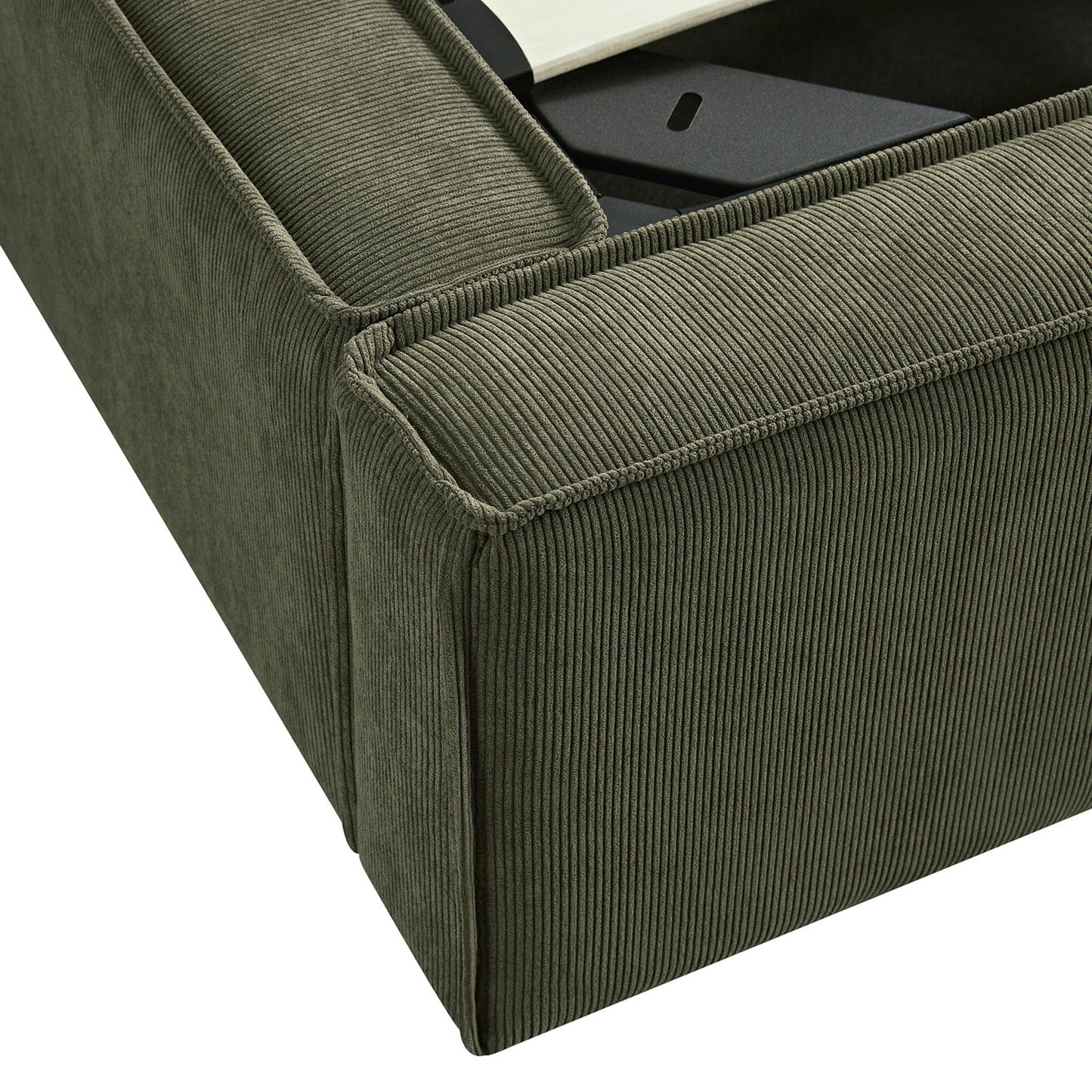 Claudine Ottoman Bed with Storage, Moss Green Corduroy