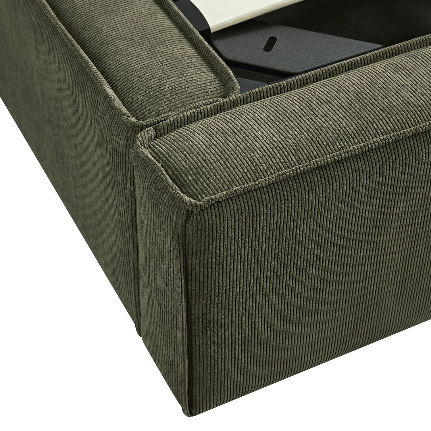 Claudine Ottoman Bed with Storage, Moss Green Corduroy