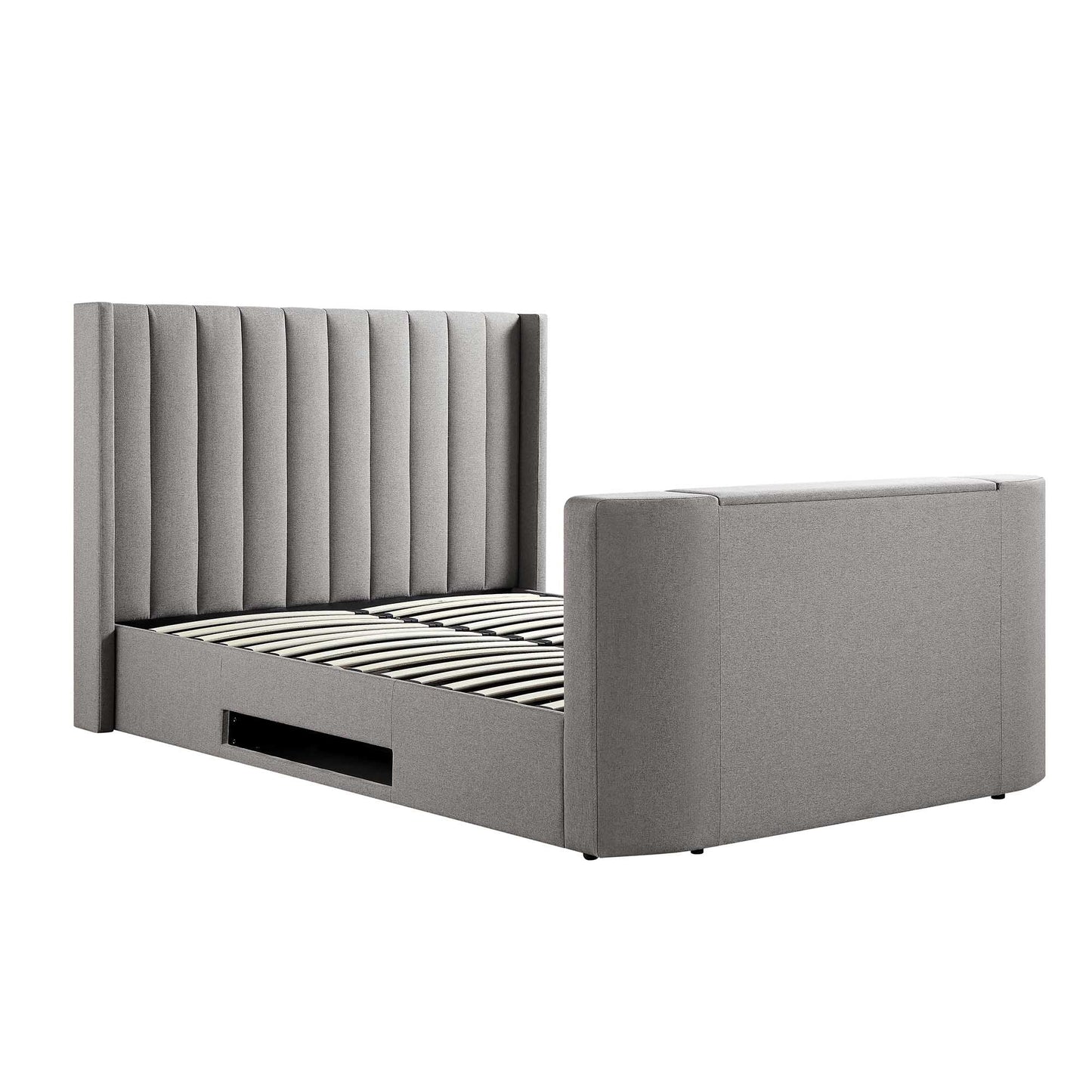 Wilton Grey Fabric TV Bed with Ottoman Storage