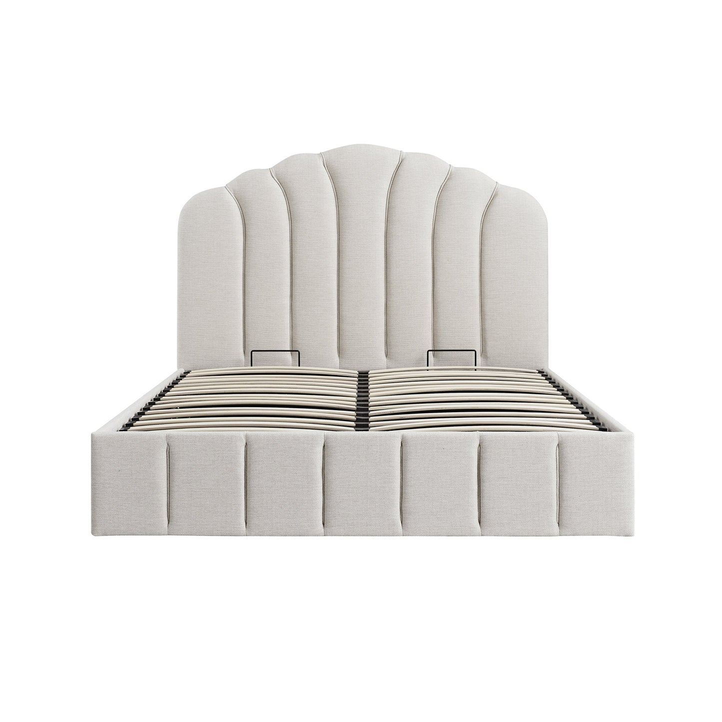 Hana Ottoman Bed with Storage, Ivory Weave Fabric