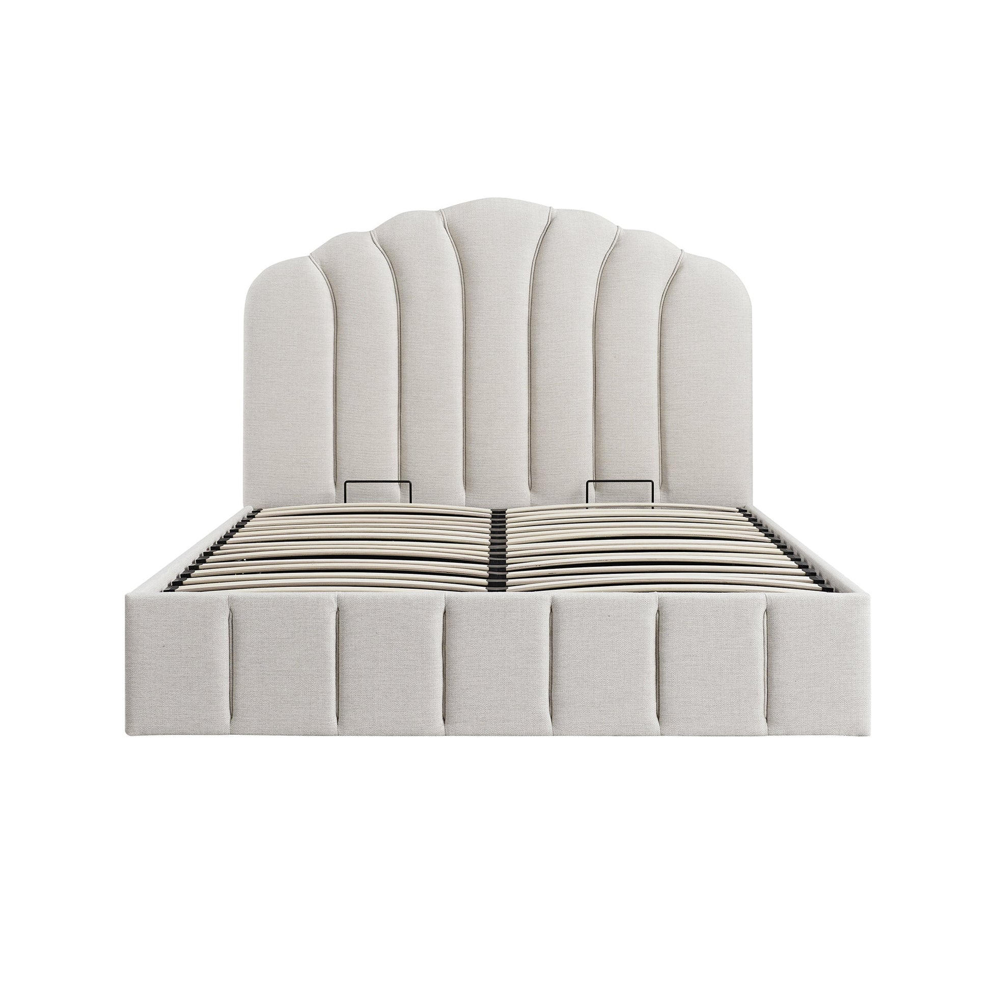 Hana Ottoman Bed with Storage, Ivory Weave Fabric